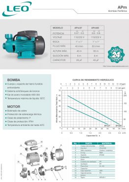 Ficha técnica bomba - Leo - Material Publicitario